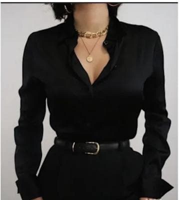 Ladies Black Longsleeve Silk Shirt